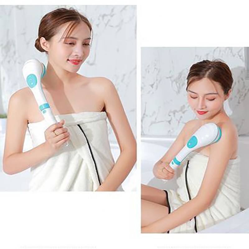 New 5 In 1 Electric Bath Brush Handheld Household Waterproof Rechargeable Massage Body Brush Long Handle Back Rubbing Artifact