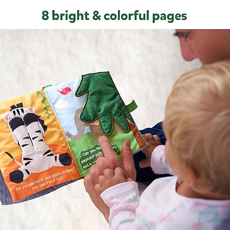 Skillmatics Peek-A-Boo Jungle Book - Soft Cloth Book for Baby, Infant & Toddler Toys, Crinkle Pages for Sensory Play, Gifts for Ages 6 Months and Up, Multicolor