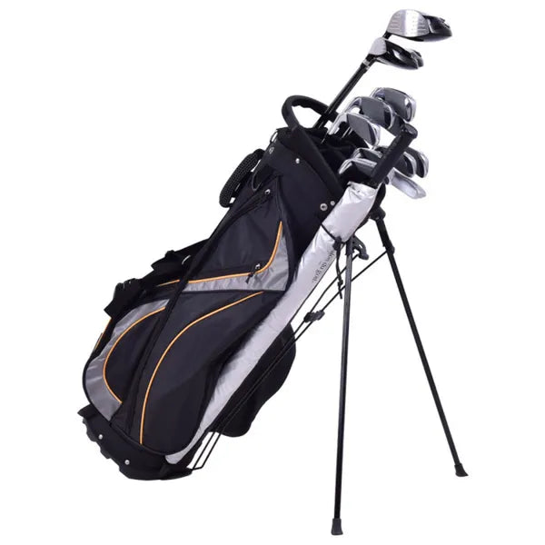 Water-Resistant Golf Stand Bag - 420D Nylon, 3-Way Dividers+7 Zipper Pockets, Black
