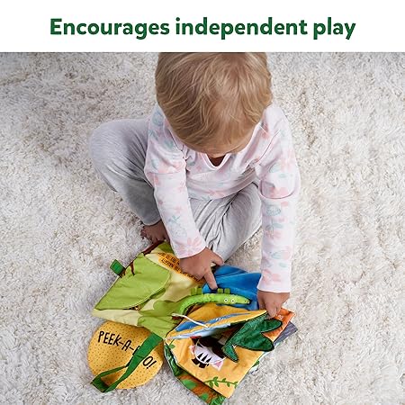 Skillmatics Peek-A-Boo Jungle Book - Soft Cloth Book for Baby, Infant & Toddler Toys, Crinkle Pages for Sensory Play, Gifts for Ages 6 Months and Up, Multicolor