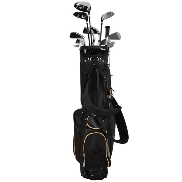 Water-Resistant Golf Stand Bag - 420D Nylon, 3-Way Dividers+7 Zipper Pockets, Black