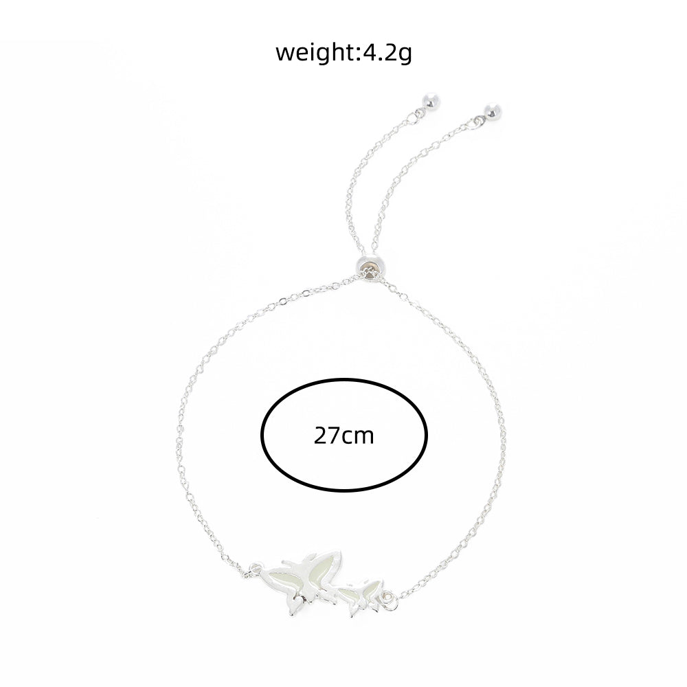 Copper Butterfly glow-in-the-dark Silver Bracelet